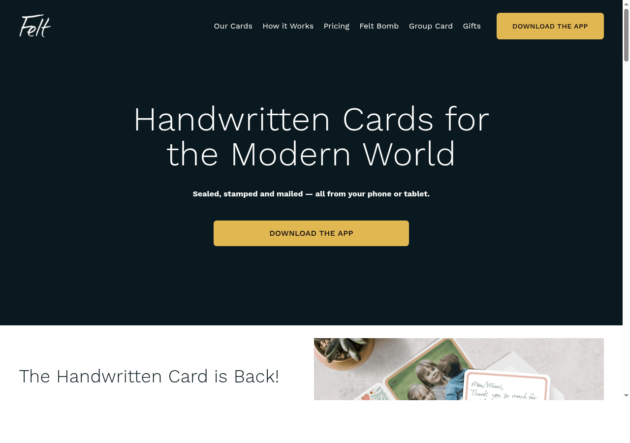Felt App homepage