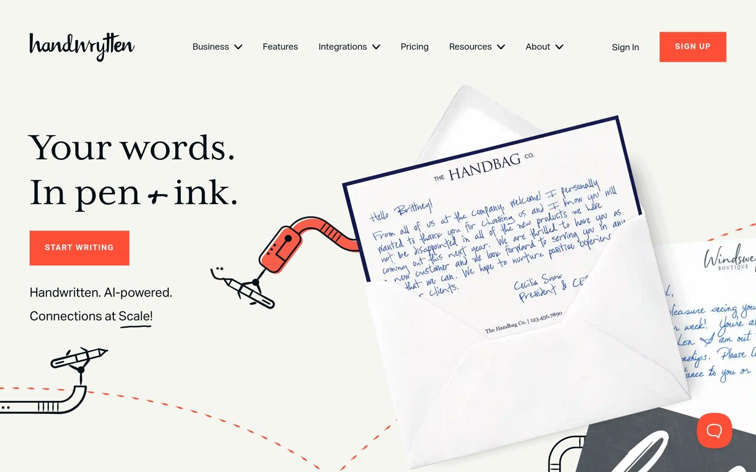 Handwrytten homepage