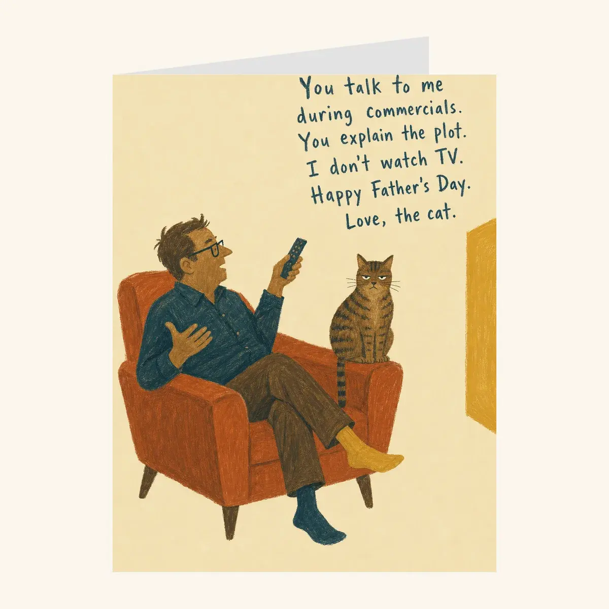 Cat Judges Dad's Commentary — father's day card