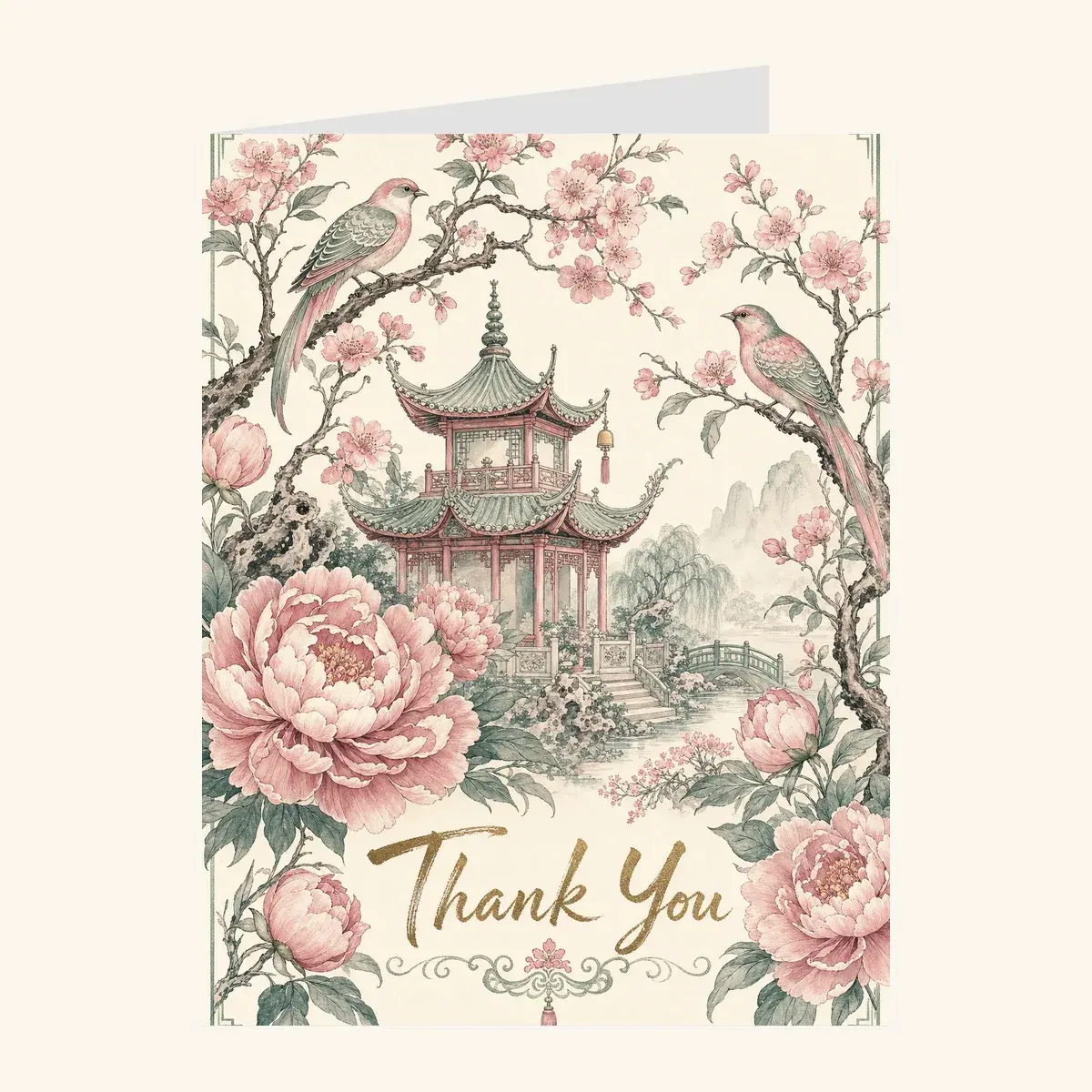 Chinoiserie Pagoda Thank You — thank you card