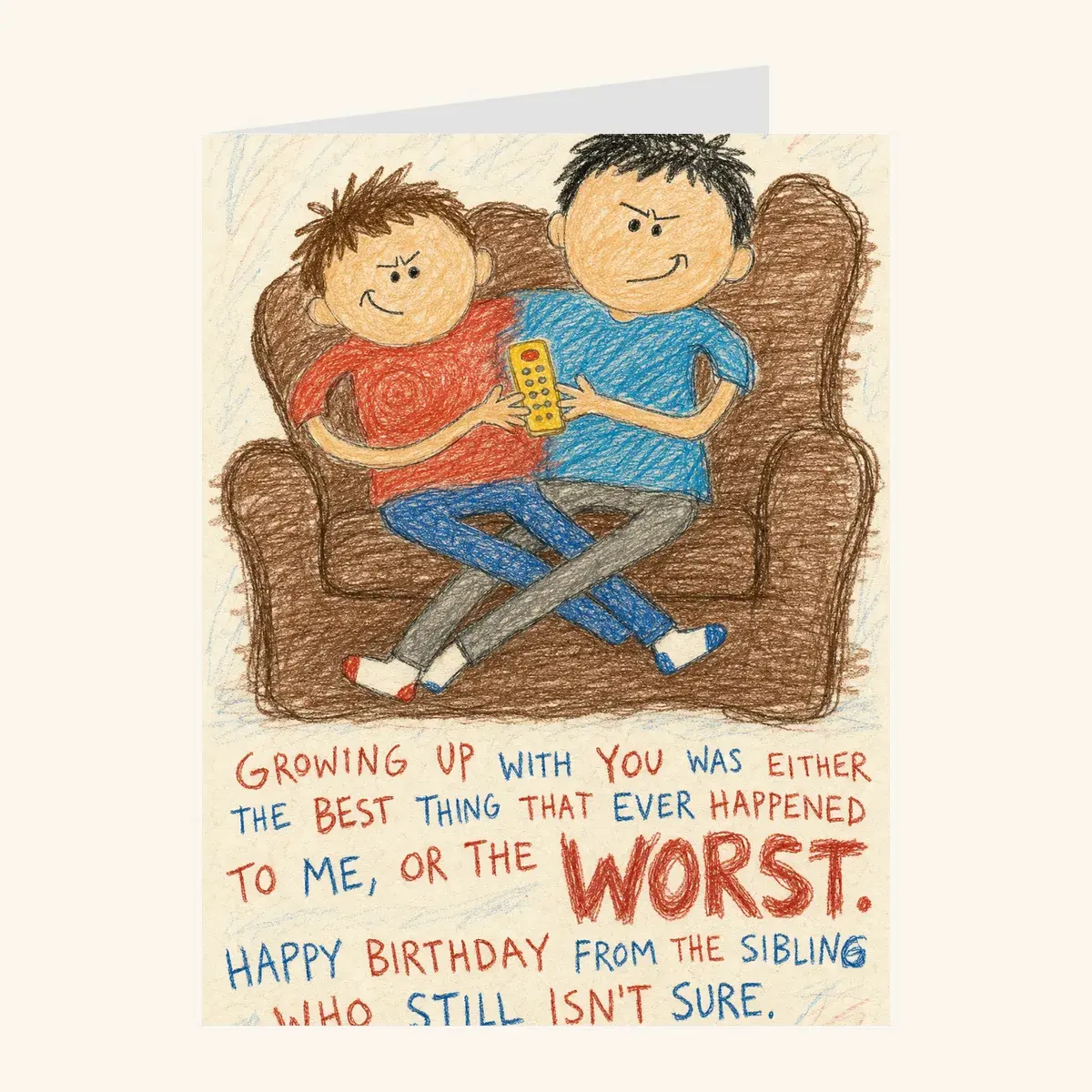 Couch Wars Brother Birthday — birthday card