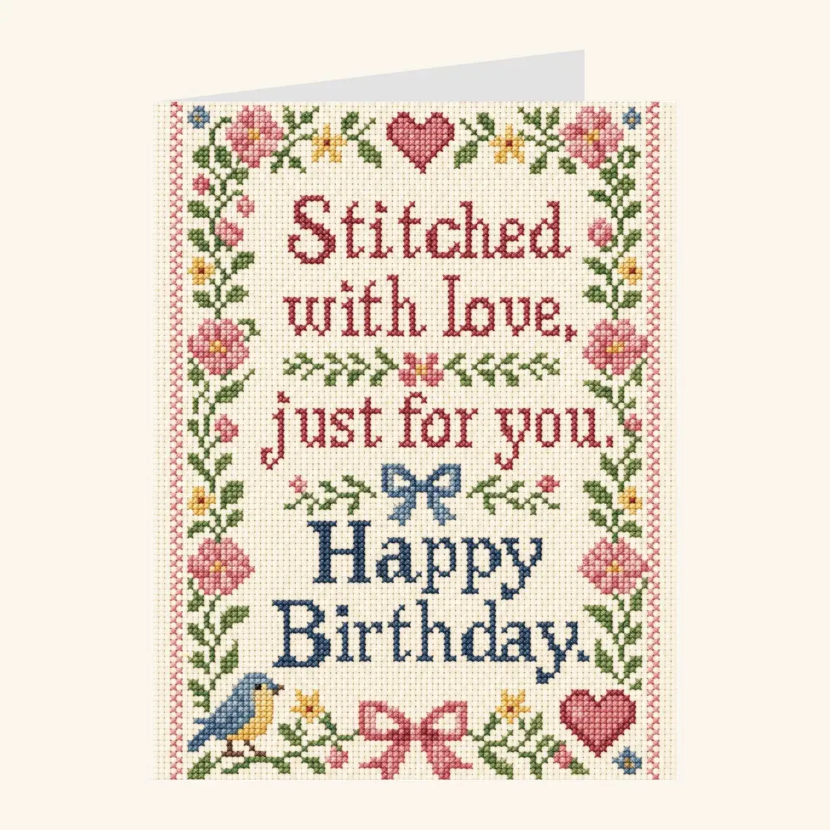 Cross-Stitch Sampler Birthday — birthday card