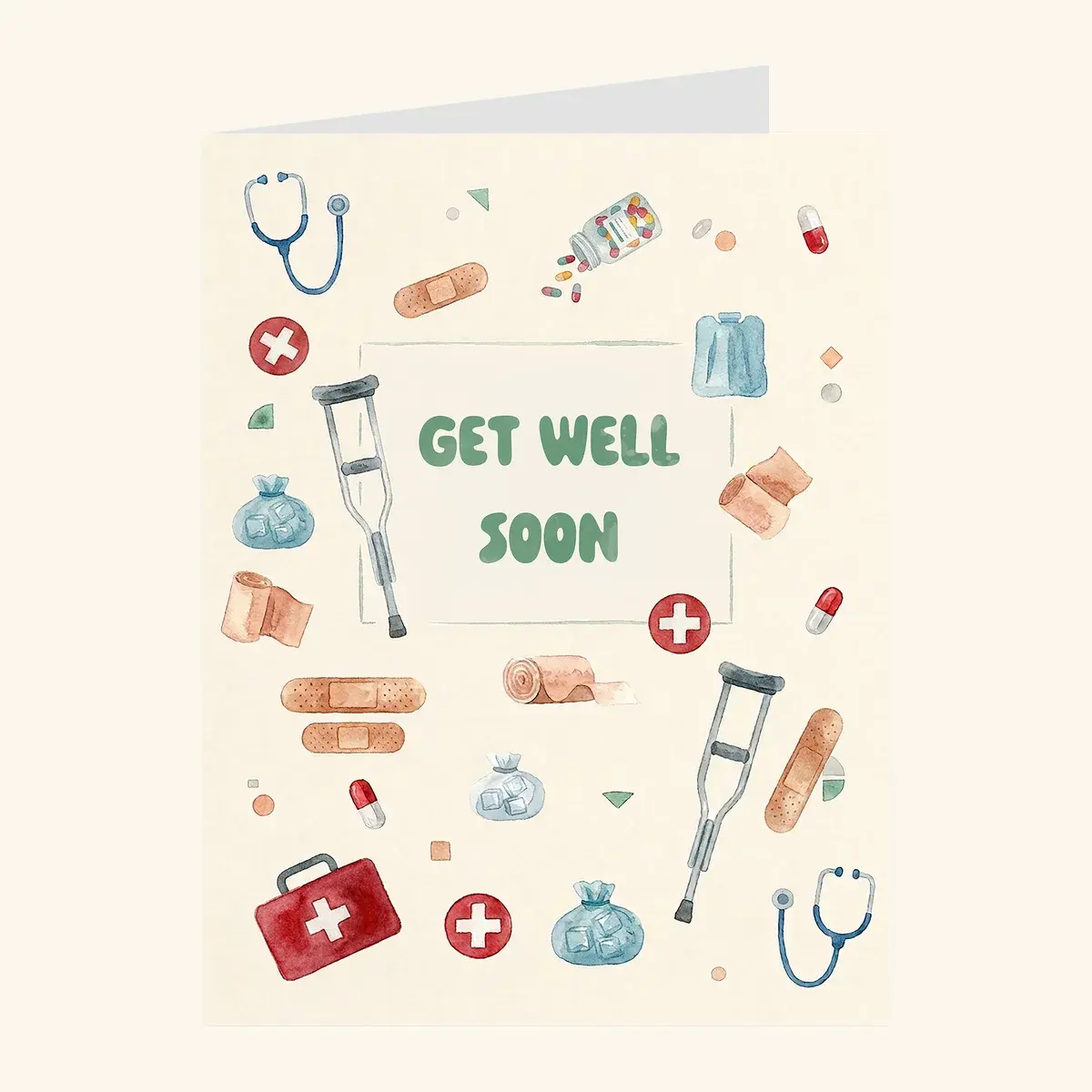 Crutches and Bandages — get well card