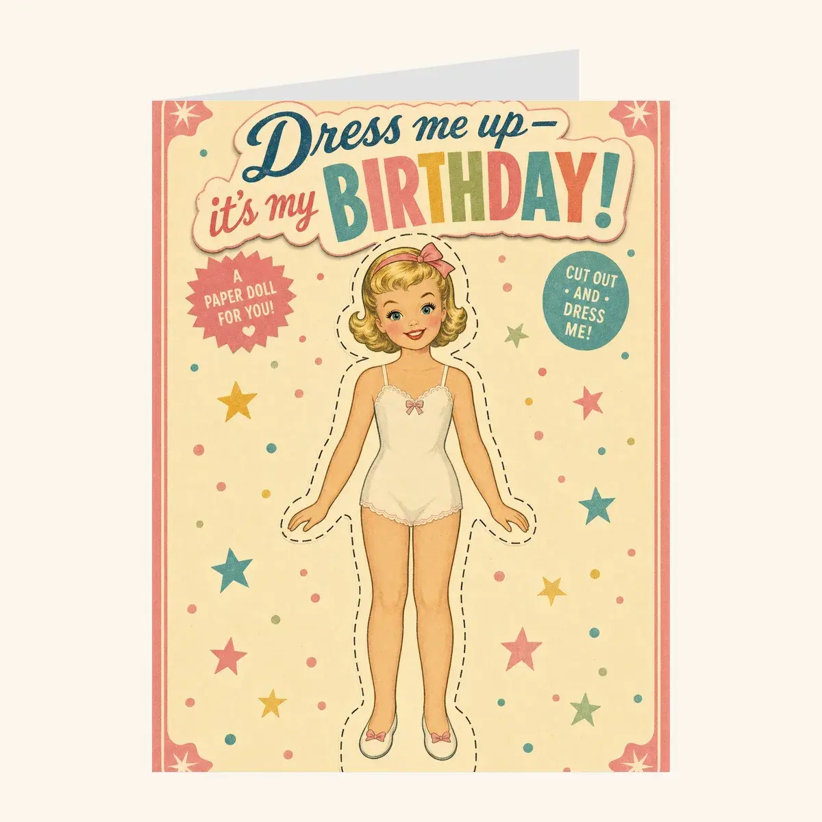 Paper Doll Birthday Girl — birthday card