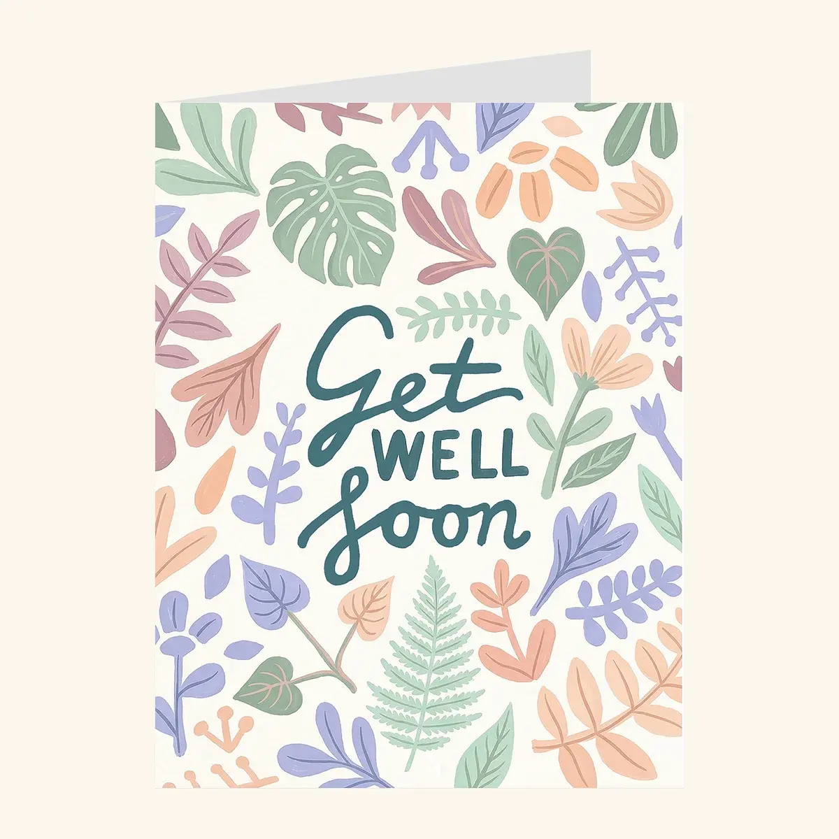 Pastel Leafy Get Well — get well card