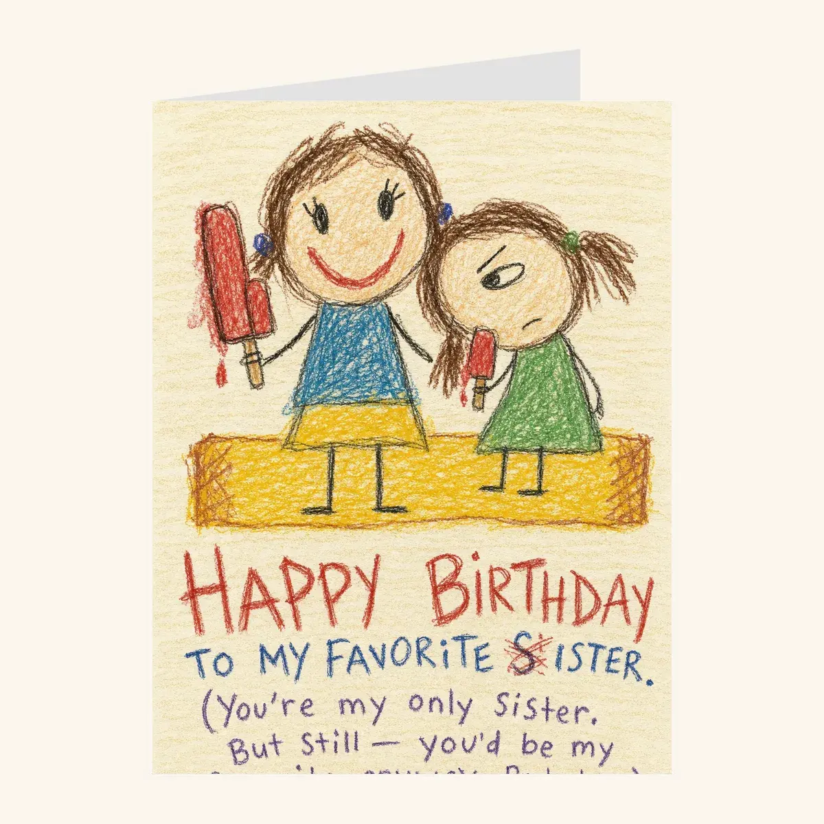 Popsicle Sister Birthday — birthday card